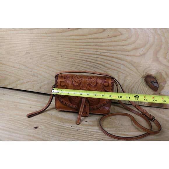 Patricia Nash Handbag Crossbody Tooled Rose Brown Italian Leather Lanza No Clasp - Picture 11 of 14